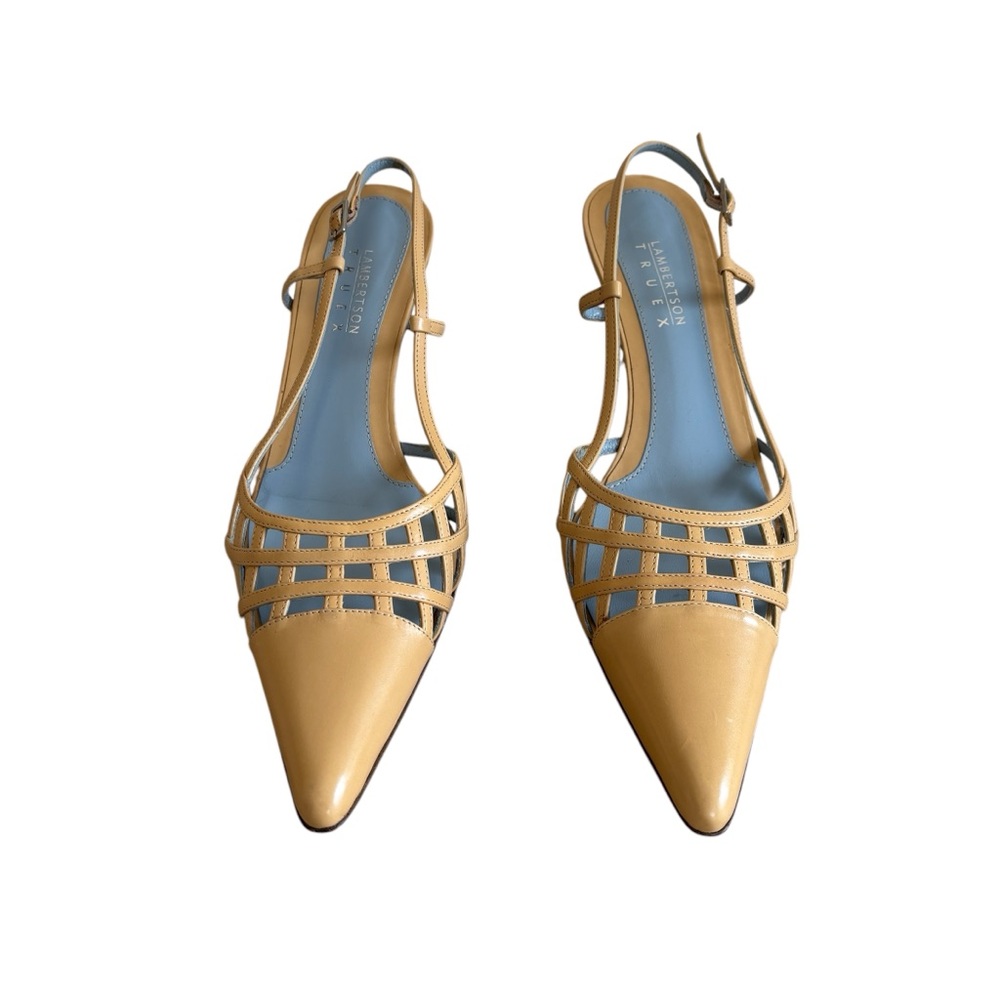 LAMBERTSON TRUEX Natural “Nan” Cage Leather Slingback Heels - Picture 5 of 15